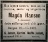 1922.01 - Bergens Tidende - Madga Hansen f. Jaasund d1922.01.20